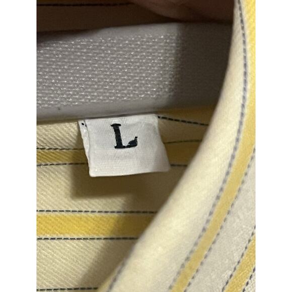 Tincati Milano Striped Dress Shirt •L• Premium Cotton Italy Yellow Button Down - Picture 9 of 9